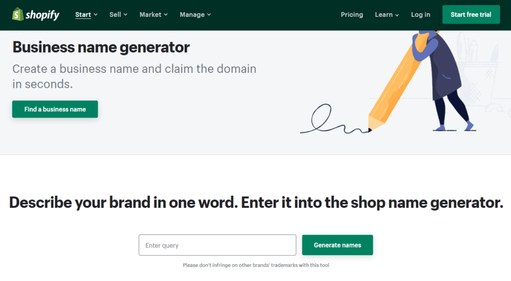 Shopify’s store name generator