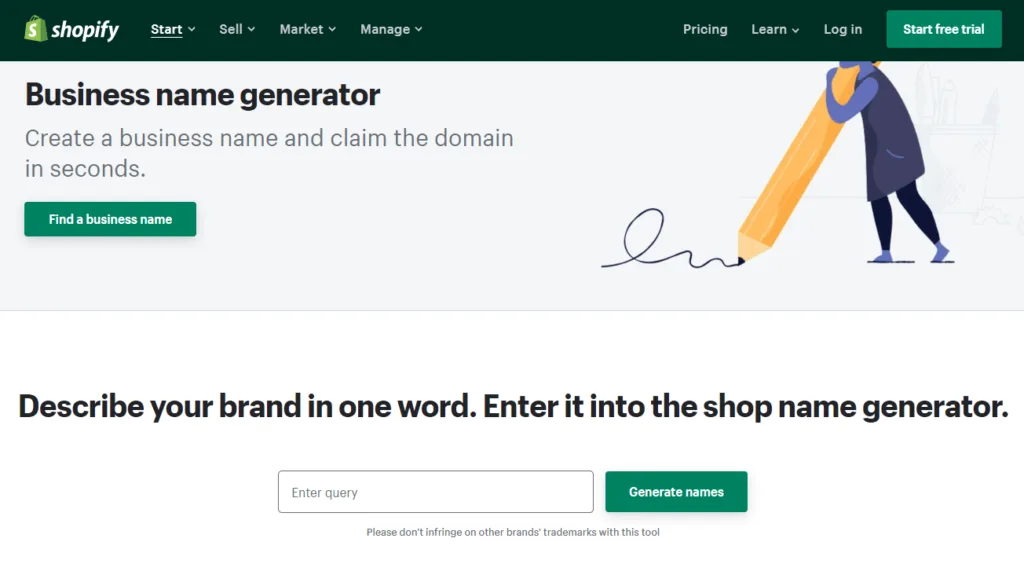 Shopify’s store name generator